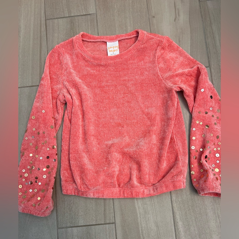 Jumping Beans coal chenille girls sequin sweater